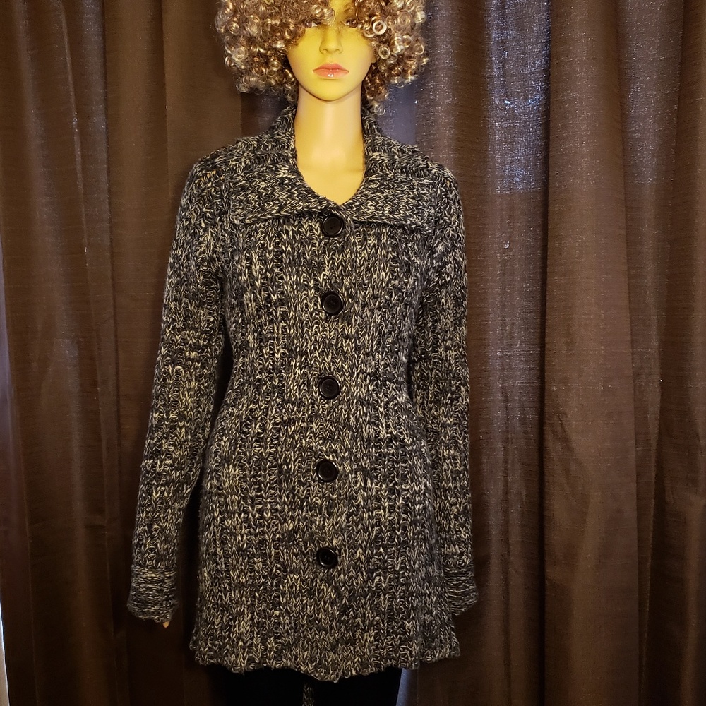Y2K Black and White Sweater Coat